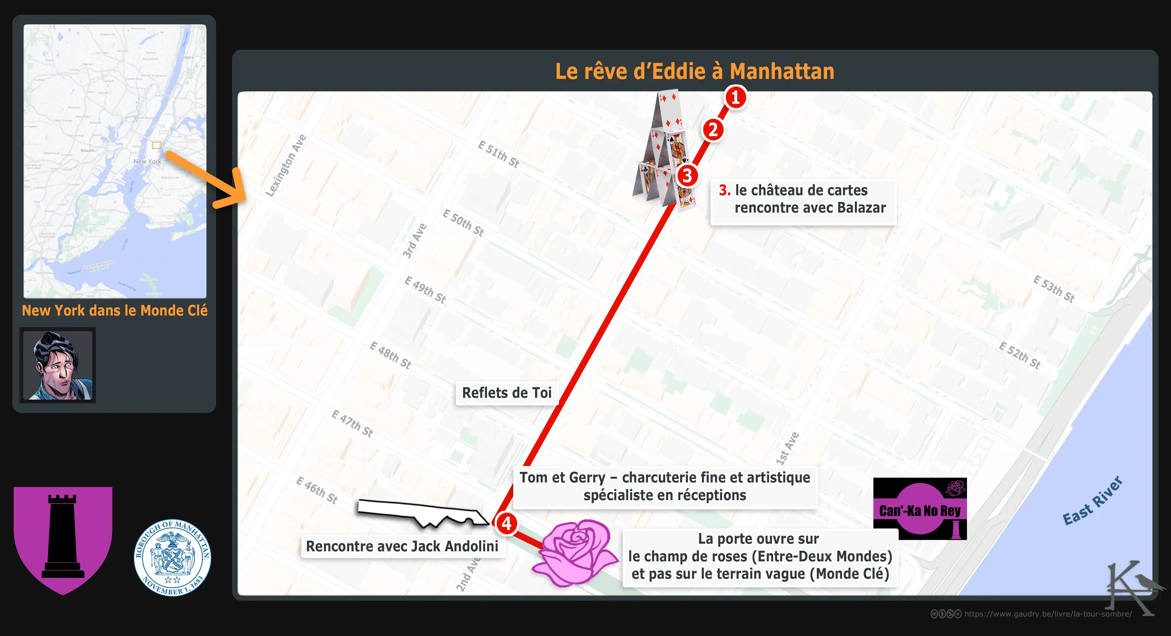 Carte du trajet d'Eddie dans Manhattan