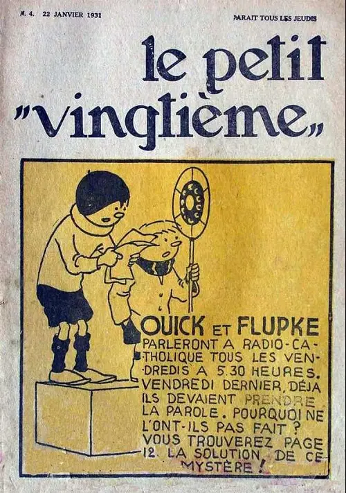 Consulter les informations sur la BD 22 janvier 1931: Quick et Flupke parleront à la radio...