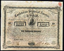 Obligation des États confédérés d'Amérique en date du 2 mars 1863, vignette avec Thomas Jonathan Jackson.