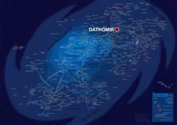 Emplacement de Dathomir dans la galaxie fictive de Star Wars. Dathomir est une planète colonisée par les Zabraks, race à laquelle Darth Maul appartient