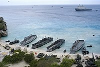 Exercice de débarquement de la Marine américaine, sur l'île caribéenne néerlandaise de Curaçao.