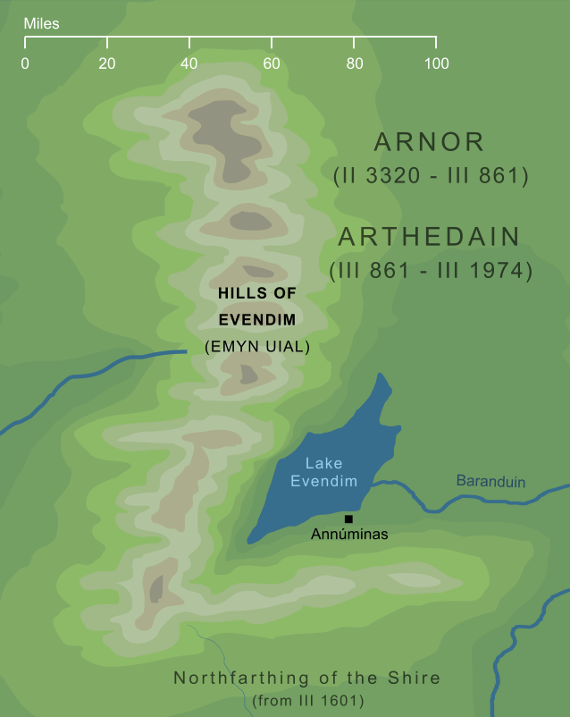 Carte des collines d'Evendim