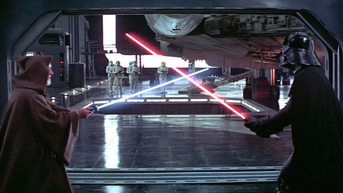 Dark Vador affrontant Obi-Wan Kenobi sur l'Étoile de la Mort