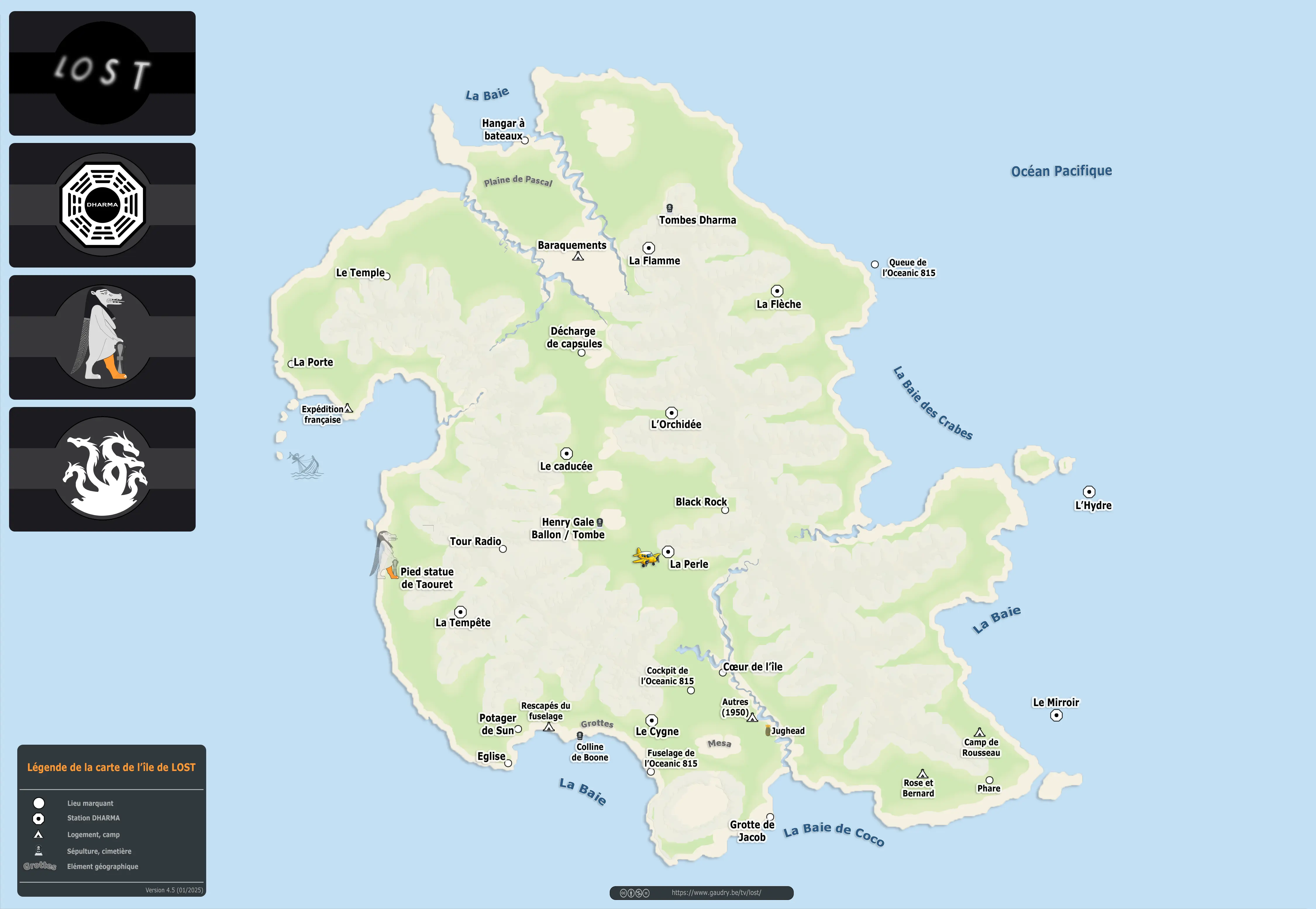 LOST island - Hydra island - Dharma stations map